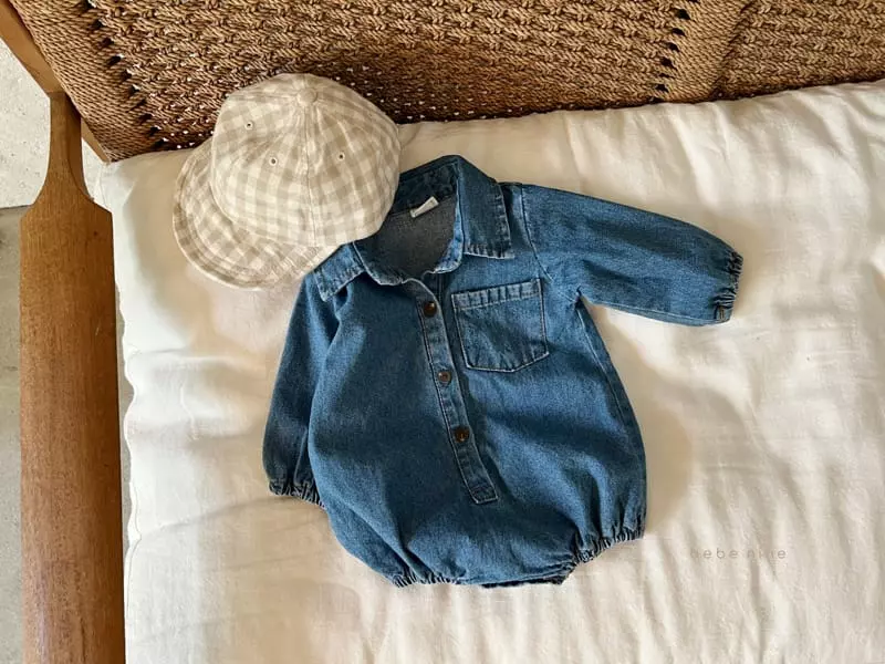 Bebe Nine - Korean Baby Fashion - #babyfashion - Dochi Denim Bodysuit - 7