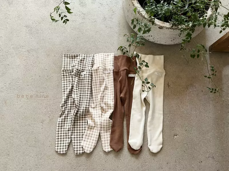 Bebe Nine - Korean Baby Fashion - #babylifestyle - Stomach Foot Leggings Check - 10