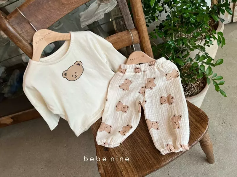 Bebe Nine - Korean Baby Fashion - #babyoninstagram - Circle Bear Top Bottom Set