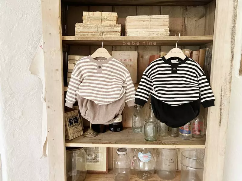 Bebe Nine - Korean Baby Fashion - #babyootd - Ppappiyong Waffle Top Bottom Set - 5