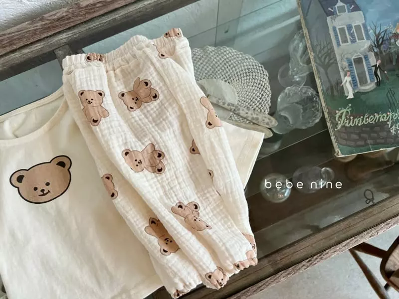 Bebe Nine - Korean Baby Fashion - #babyootd - Circle Bear Top Bottom Set - 2