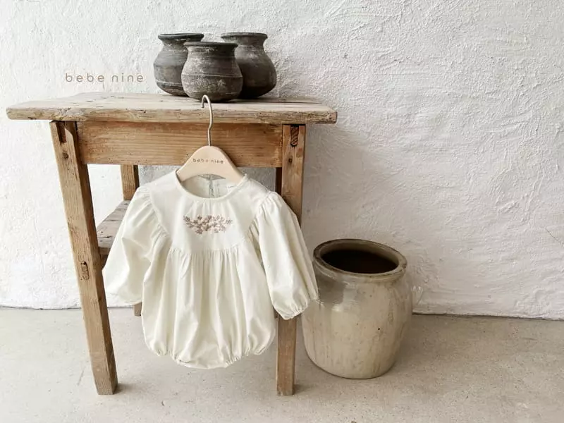 Bebe Nine - Korean Baby Fashion - #babyoutfit - Bera Embroidery Bodysuit - 2