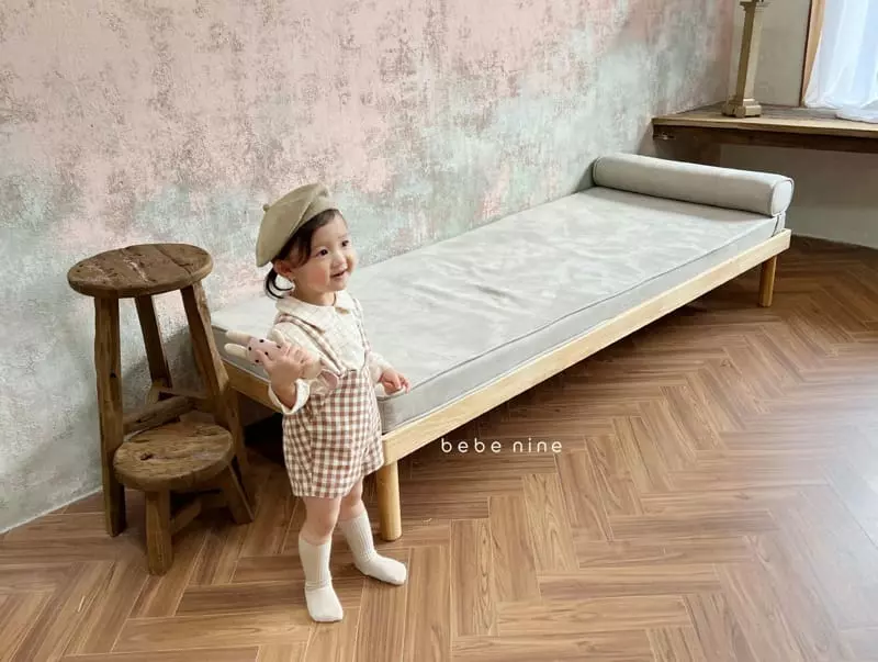 Bebe Nine - Korean Baby Fashion - #babyoutfit - Circle Collar Tee Check Dot - 3