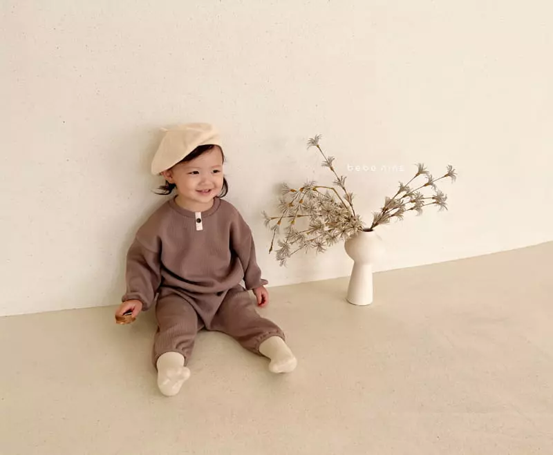 Bebe Nine - Korean Baby Fashion - #babyoutfit - Knit Daily Top Bottom Set - 6