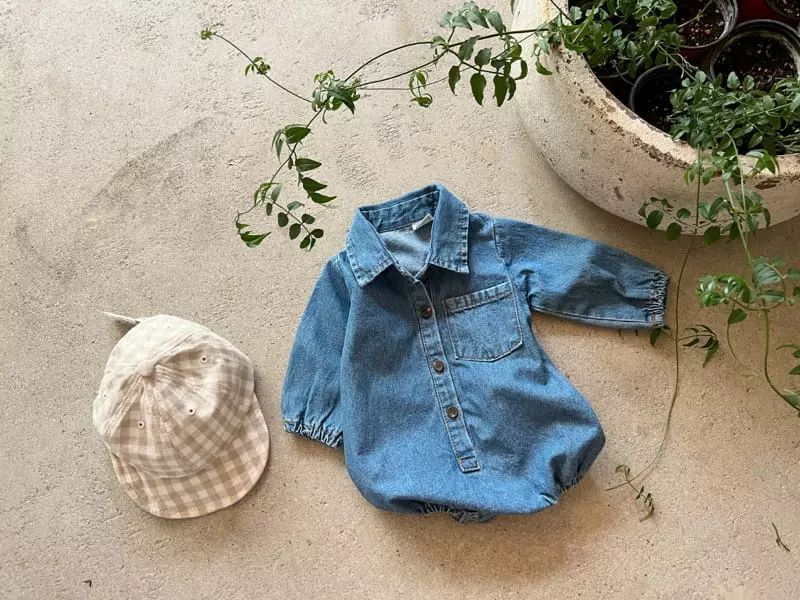 Bebe Nine - Korean Baby Fashion - #onlinebabyboutique - Dochi Denim Bodysuit