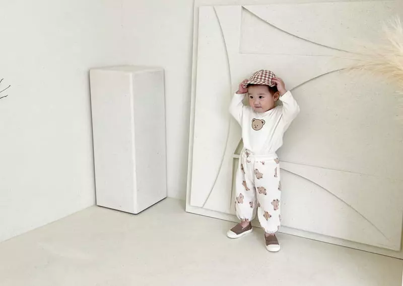 Bebe Nine - Korean Baby Fashion - #onlinebabyshop - Circle Bear Top Bottom Set - 7