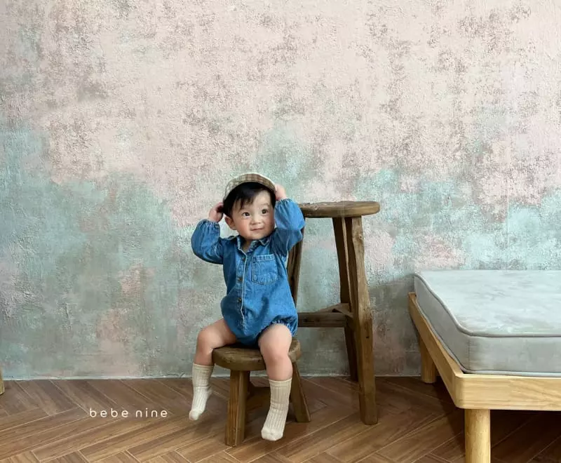Bebe Nine - Korean Baby Fashion - #onlinebabyshop - Dochi Denim Bodysuit - 2