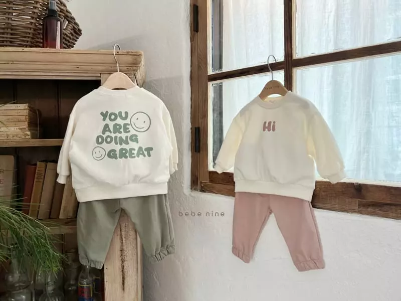 Bebe Nine - Korean Children Fashion - #childofig - Hi Smile Top Bottom Set