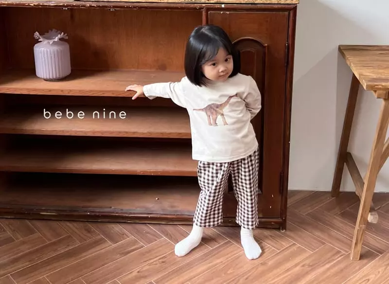 Bebe Nine - Korean Children Fashion - #childofig - Dino Check Top Bottom Set - 5