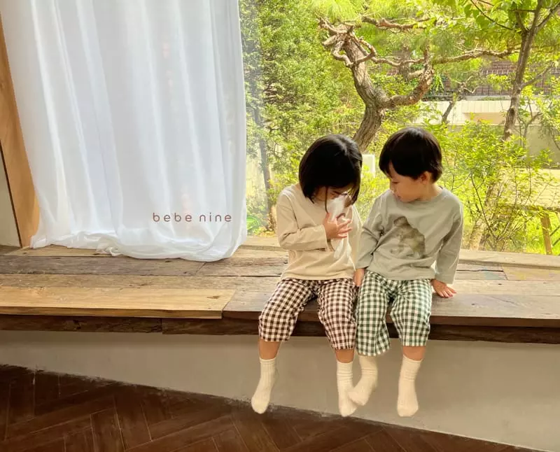 Bebe Nine - Korean Children Fashion - #childofig - Dino Check Top Bottom Set - 6