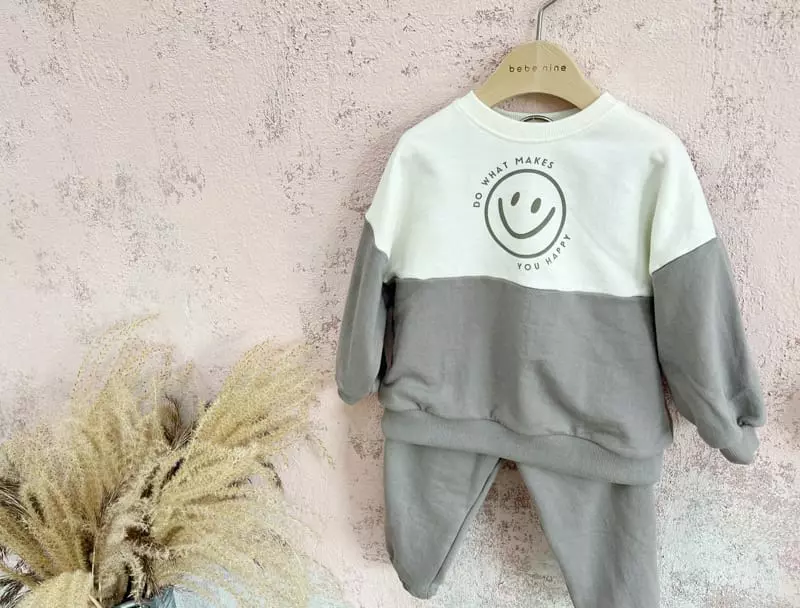 Bebe Nine - Korean Children Fashion - #childofig - Smile Top Bottom Set - 4