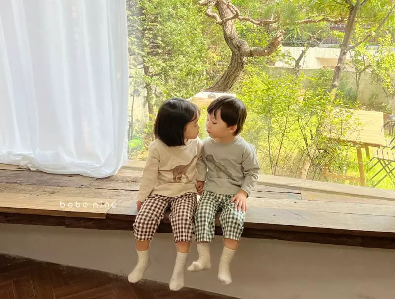 Bebe Nine - Korean Children Fashion - #childrensboutique - Dino Check Top Bottom Set - 7