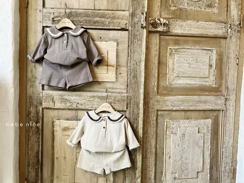 Bebe Nine - Korean Children Fashion - #fashionkids - Lava Sailor Collar Top Bottom Set - 8