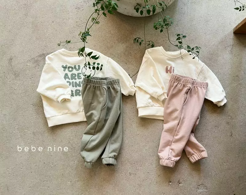 Bebe Nine - Korean Children Fashion - #kidsstore - Hi Smile Top Bottom Set - 7