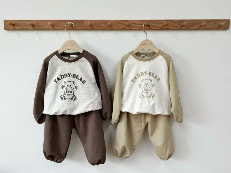 Bebe Nine - Korean Children Fashion - #magicofchildhood - Walnut Bear Top Bottom Set