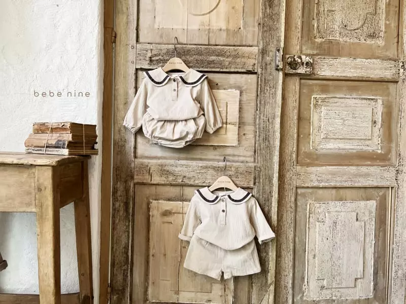 Bebe Nine - Korean Children Fashion - #minifashionista - Lava Sailor Collar Top Bottom Set