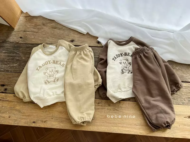 Bebe Nine - Korean Children Fashion - #minifashionista - Walnut Bear Top Bottom Set - 2