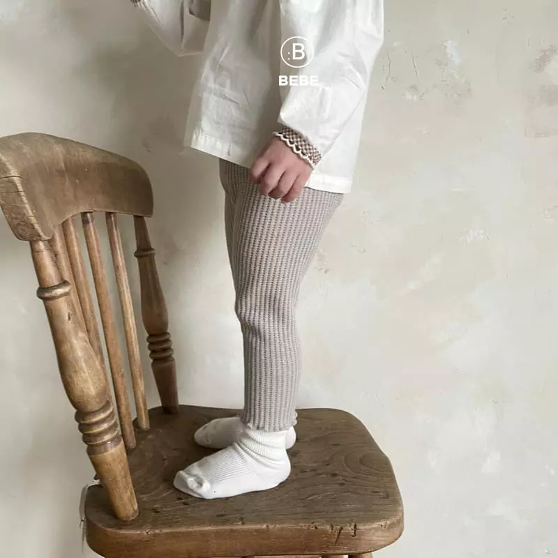 Bella Bambina - Korean Baby Fashion - #babyboutique - Bebe Cream Waffle Leggings - 7