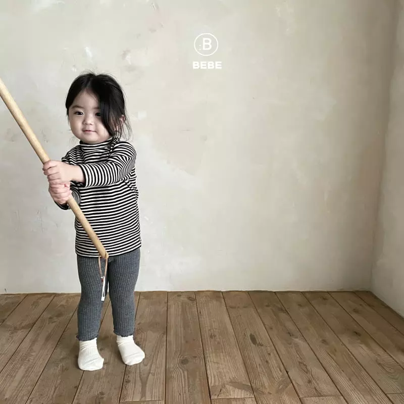 Bella Bambina - Korean Baby Fashion - #babyfever - Bebe  Stripes Halfg Turtleneck Tee - 12