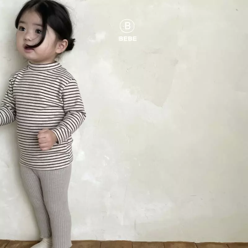 Bella Bambina - Korean Baby Fashion - #babyootd - Bebe  Stripes Halfg Turtleneck Tee