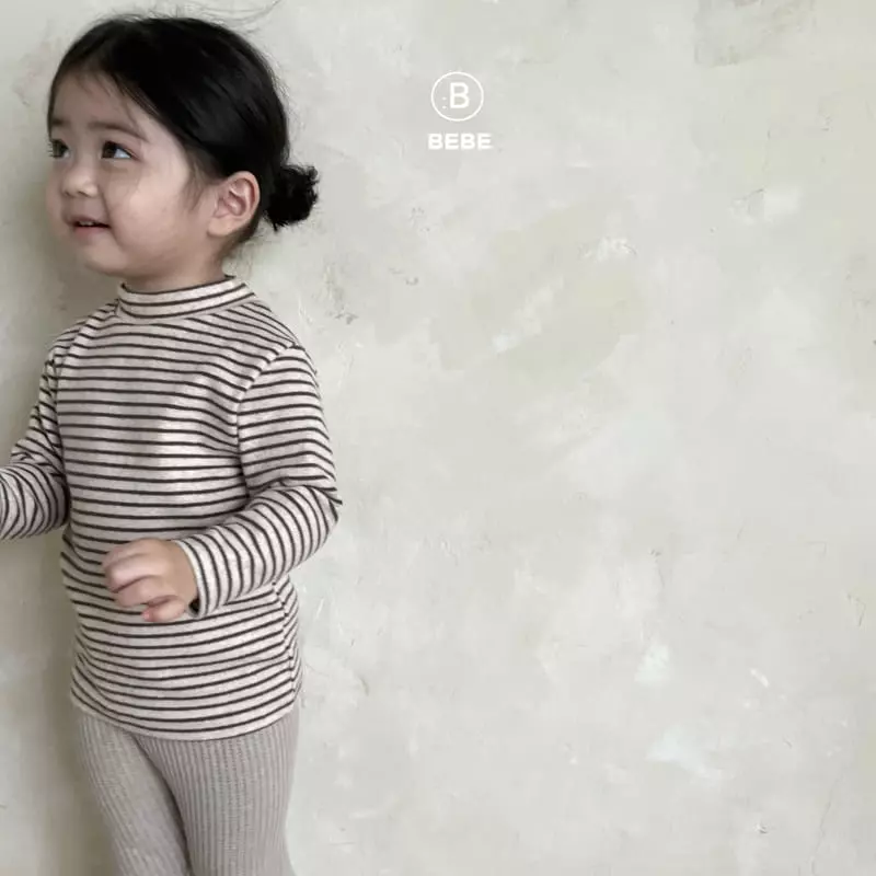 Bella Bambina - Korean Baby Fashion - #babyoutfit - Bebe  Stripes Halfg Turtleneck Tee - 3