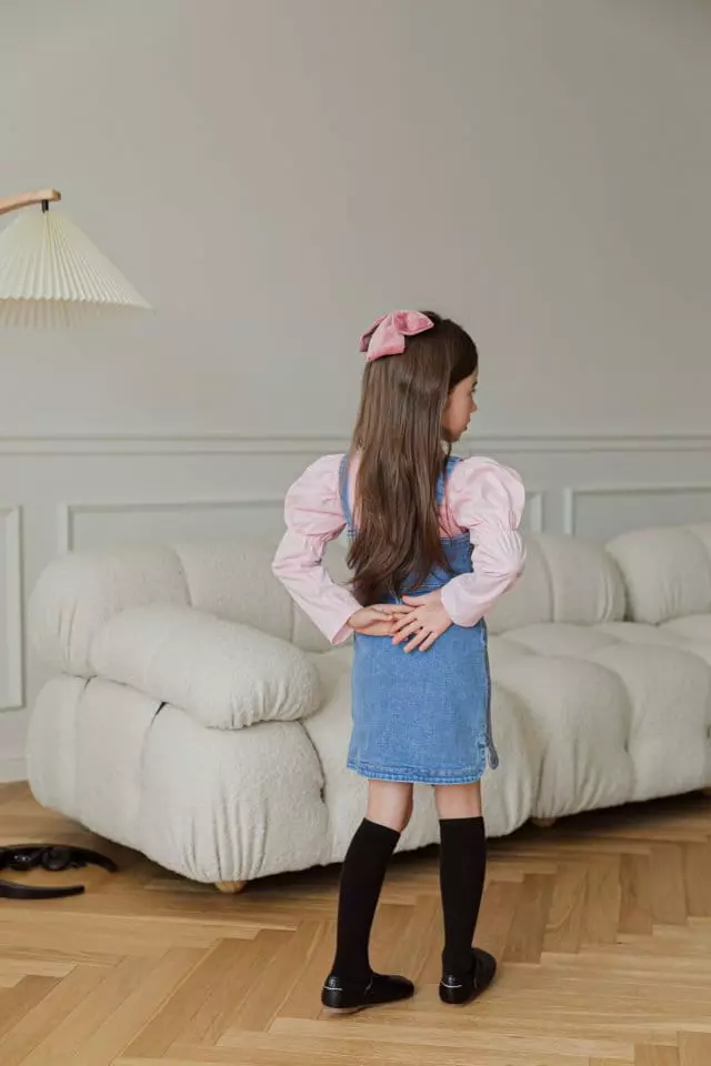 Berry Berry - Korean Children Fashion - #kidzfashiontrend - Ribbon Denim One-piece - 4