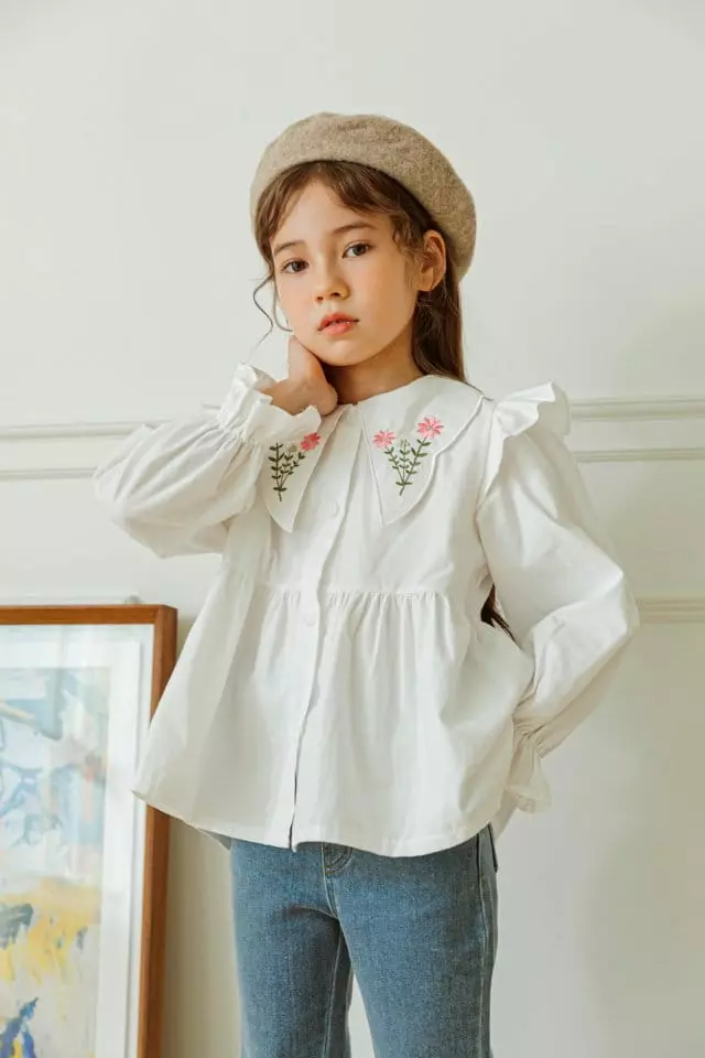 Berry Berry - Korean Children Fashion - #childrensboutique - Flower Embroidery Blouse - 11