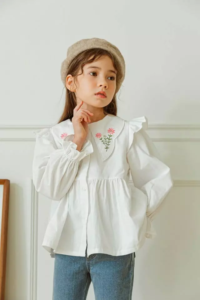 Berry Berry - Korean Children Fashion - #minifashionista - Flower Embroidery Blouse - 7