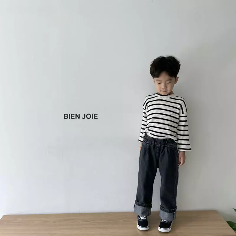 Bien Joie - Korean Children Fashion - #kidzfashiontrend - Clack Stripes Tee - 12