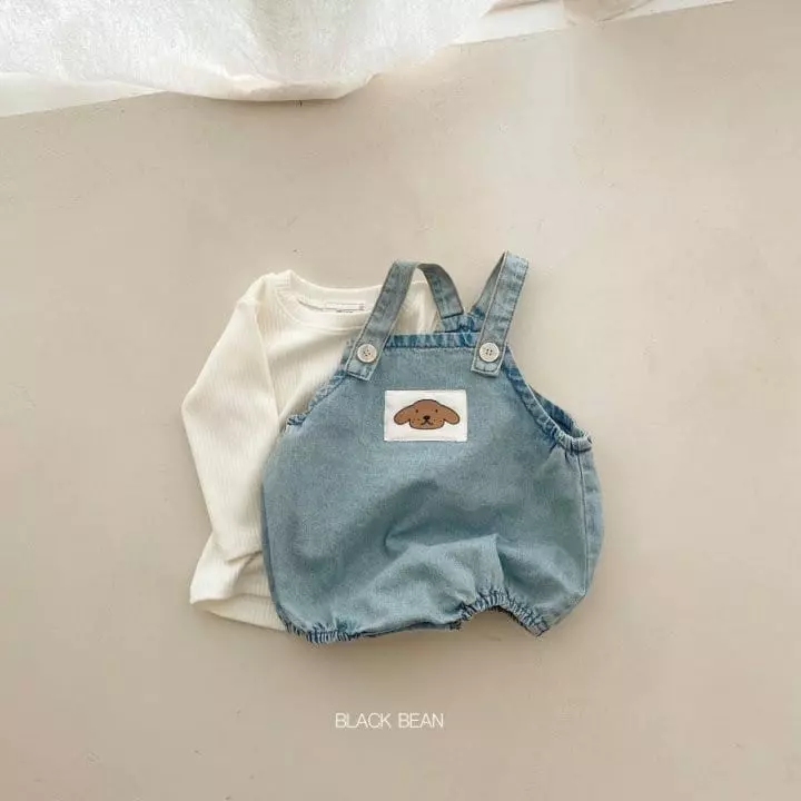 Black Bean - Korean Baby Fashion - #smilingbaby - Bebe Puppy Dungarees Set - 4