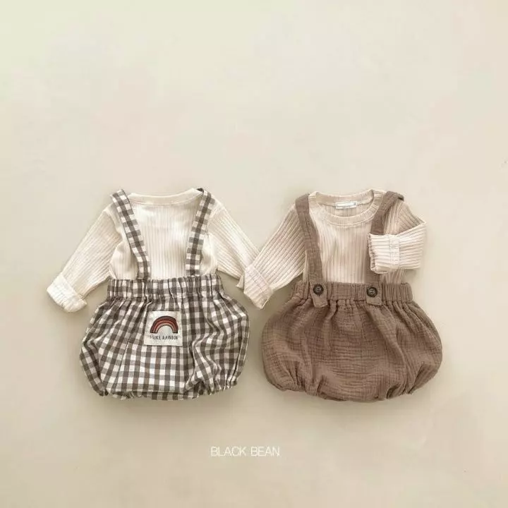 Black Bean - Korean Baby Fashion - #babyboutiqueclothing - Bebe Bow Dungarees Set