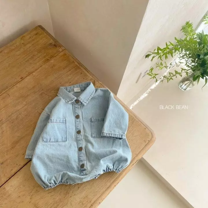 Black Bean - Korean Baby Fashion - #babyclothing - Bebe Denim Bodysuit - 3