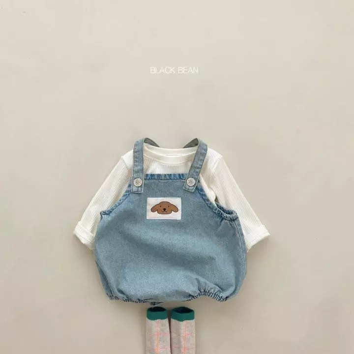 Black Bean - Korean Baby Fashion - #babyfashion - Bebe Puppy Dungarees Set - 7