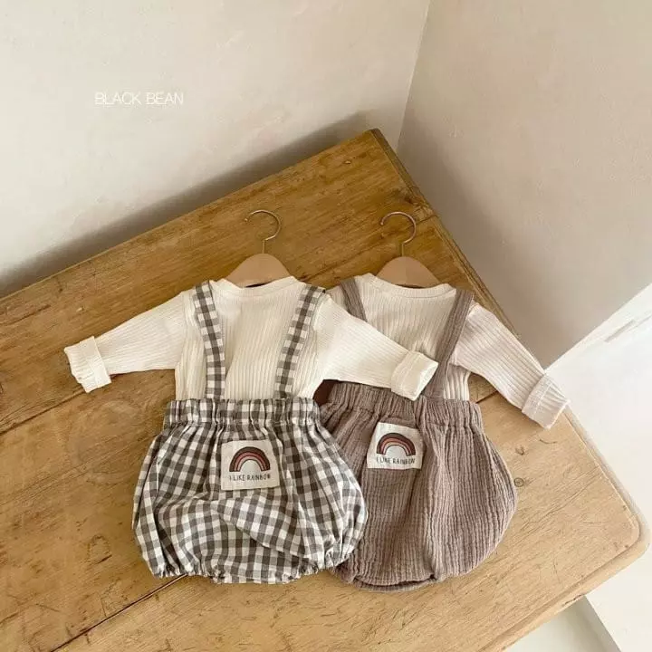 Black Bean - Korean Baby Fashion - #babyfashion - Bebe Bow Dungarees Set - 3
