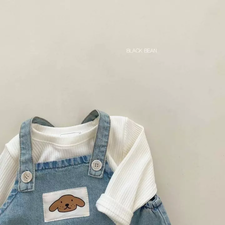 Black Bean - Korean Baby Fashion - #babyfever - Bebe Puppy Dungarees Set - 8