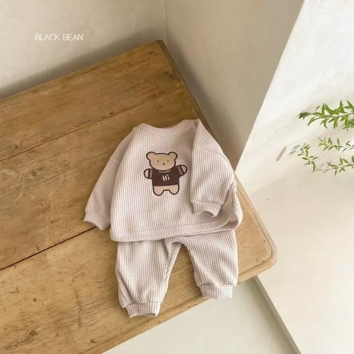 Black Bean - Korean Baby Fashion - #babyfever - Bebe Teddy Top Bottom Set - 5