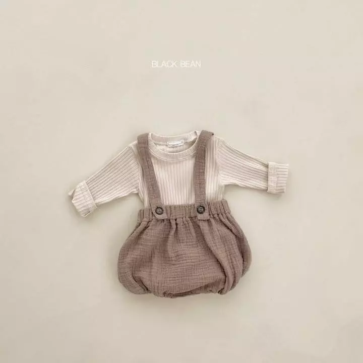Black Bean - Korean Baby Fashion - #babyfashion - Bebe Bow Dungarees Set - 4