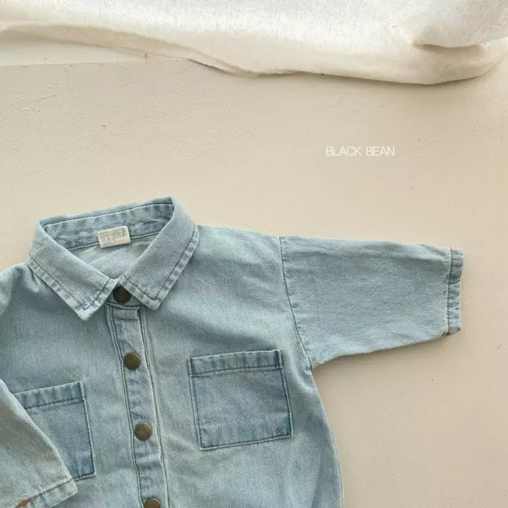 Black Bean - Korean Baby Fashion - #babyfever - Bebe Denim Bodysuit - 5