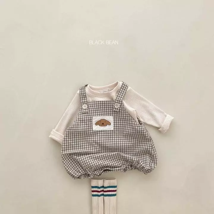 Black Bean - Korean Baby Fashion - #babygirlfashion - Bebe Puppy Dungarees Set - 9