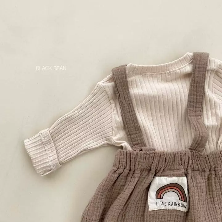 Black Bean - Korean Baby Fashion - #babygirlfashion - Bebe Bow Dungarees Set - 5
