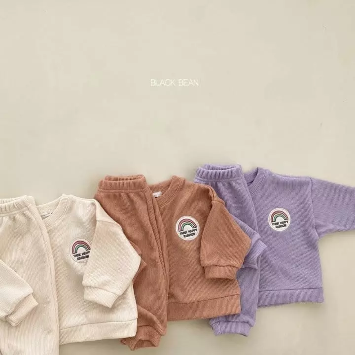 Black Bean - Korean Baby Fashion - #babygirlfashion - Bebe Rainbow Top Bottom Set - 3