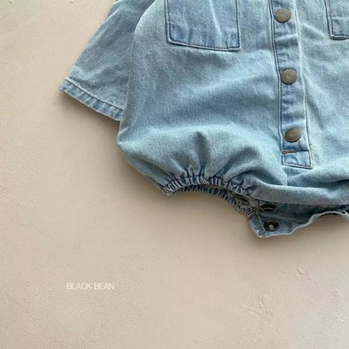 Black Bean - Korean Baby Fashion - #babygirlfashion - Bebe Denim Bodysuit - 6
