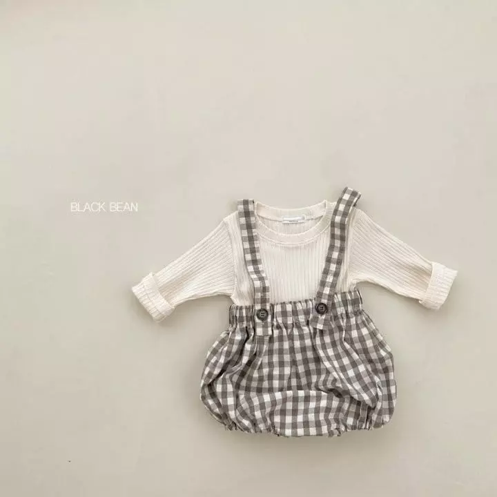 Black Bean - Korean Baby Fashion - #babylifestyle - Bebe Bow Dungarees Set - 6