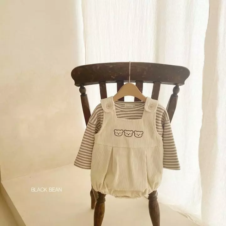 Black Bean - Korean Baby Fashion - #babylifestyle - Bebe Bear Dungarees Set - 5
