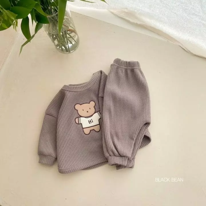 Black Bean - Korean Baby Fashion - #babyoninstagram - Bebe Teddy Top Bottom Set - 8