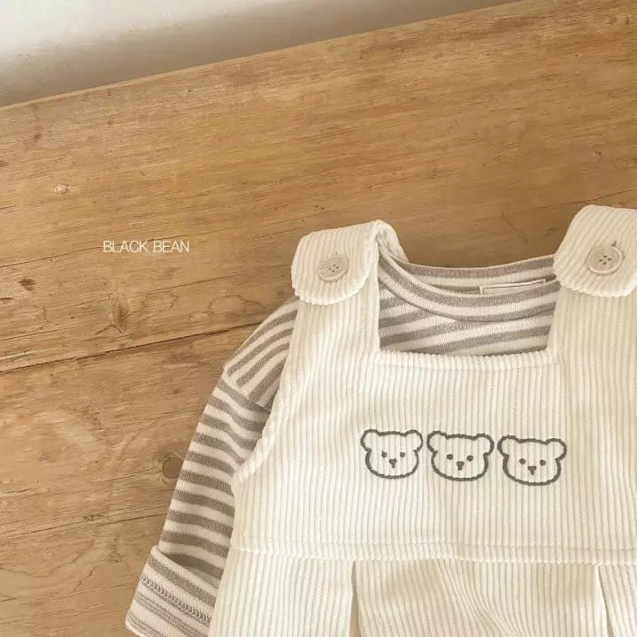 Black Bean - Korean Baby Fashion - #babyoninstagram - Bebe Bear Dungarees Set - 6