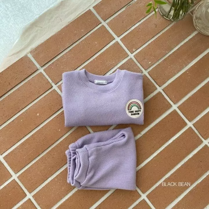 Black Bean - Korean Baby Fashion - #babyootd - Bebe Rainbow Top Bottom Set - 6