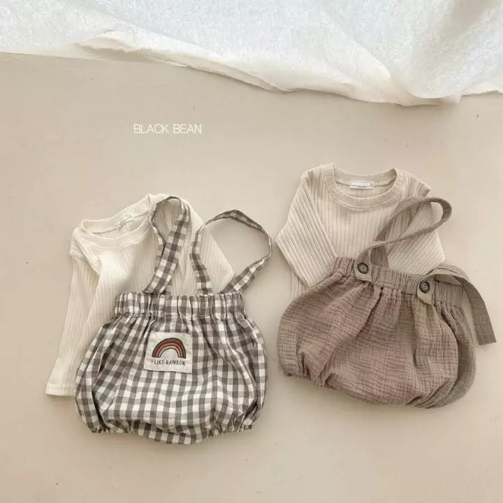 Black Bean - Korean Baby Fashion - #babyoutfit - Bebe Bow Dungarees Set - 9