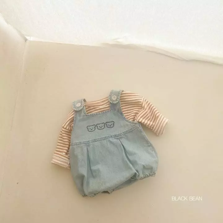 Black Bean - Korean Baby Fashion - #babywear - Bebe Bear Dungarees Set - 10
