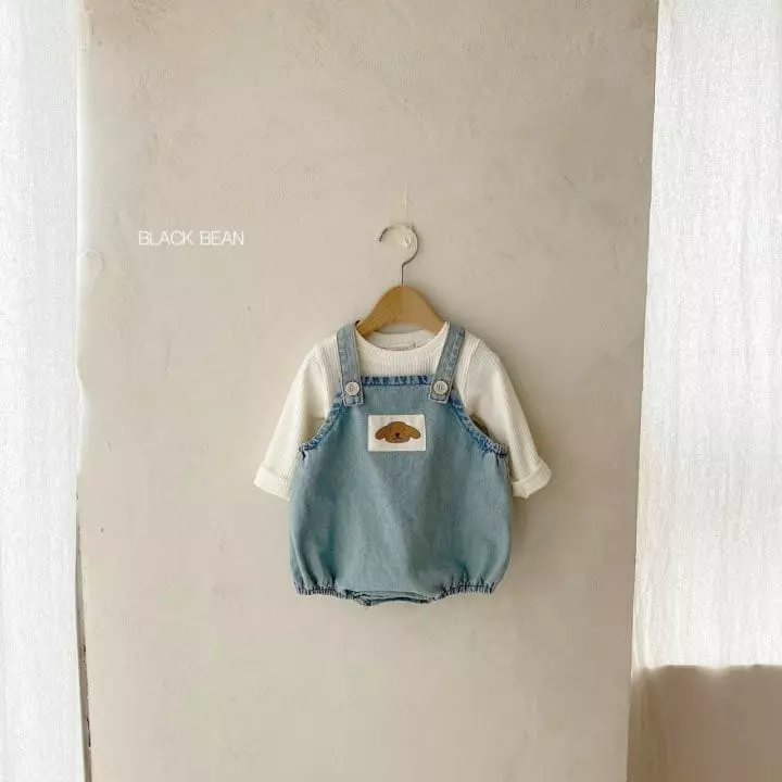 Black Bean - Korean Baby Fashion - #smilingbaby - Bebe Puppy Dungarees Set - 3